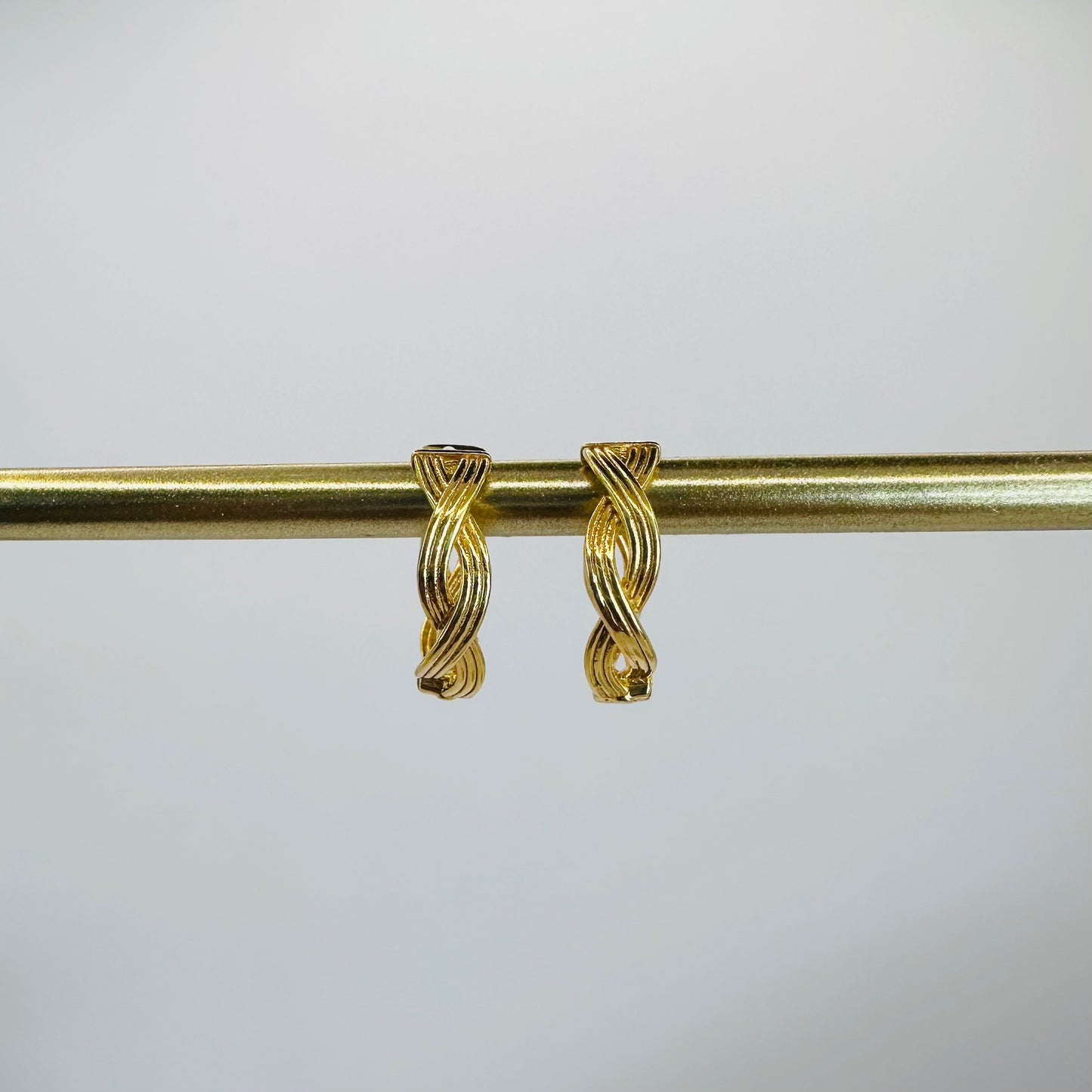 22k solid gold twisted hoops