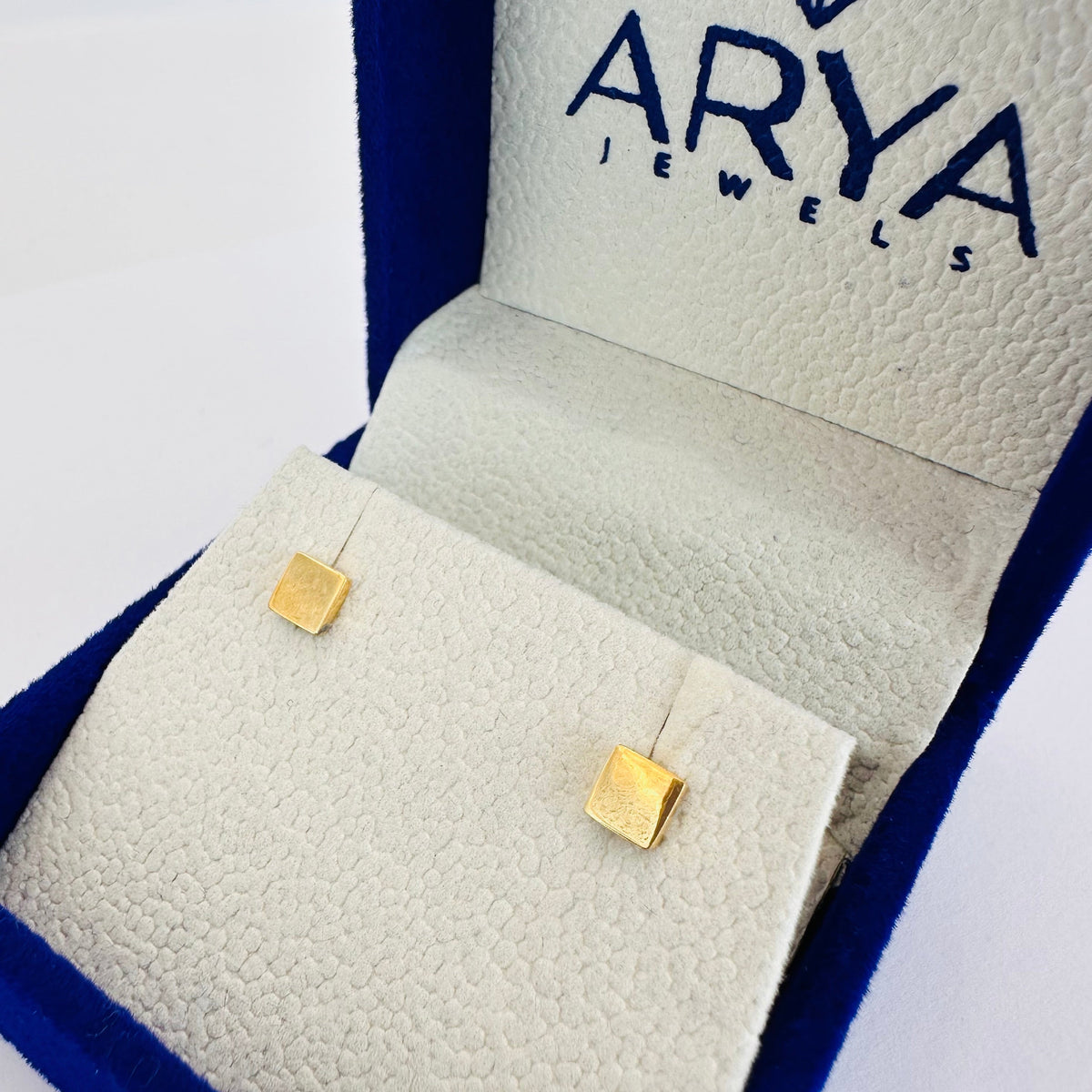 22k solid gold small square earrings