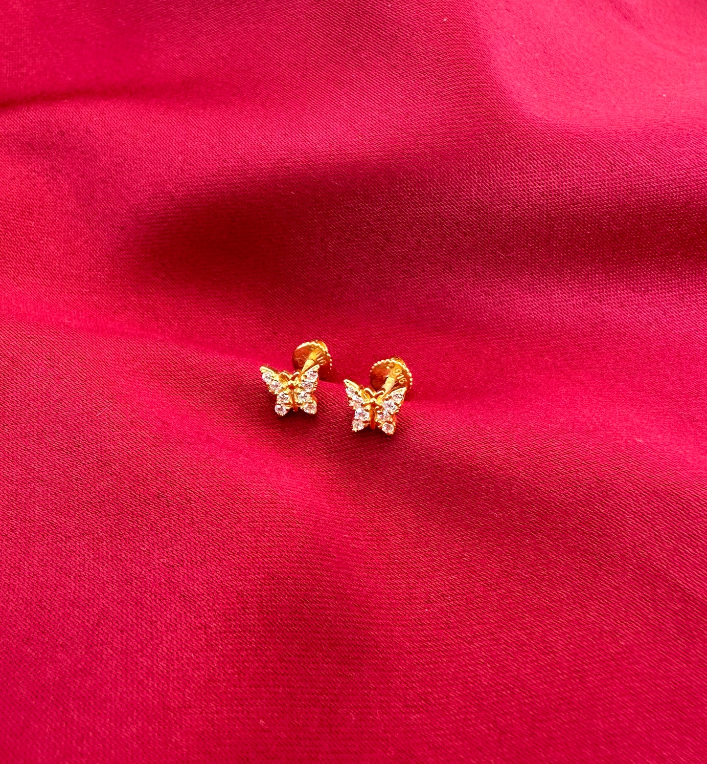 22k solid gold butterfly earrings