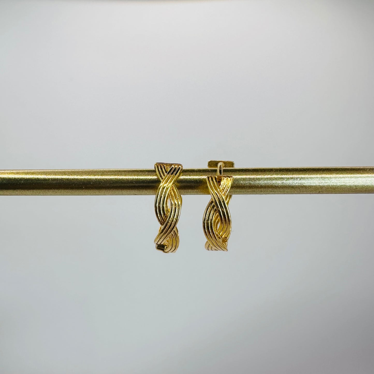 22k solid gold twisted hoops