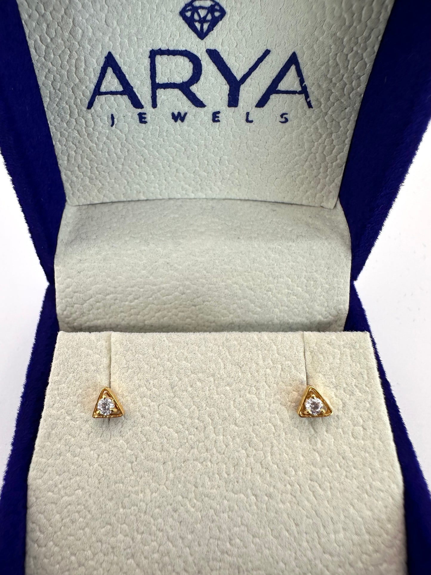 22k Solid Gold Triangle Stud Earrings: Kids & Adults