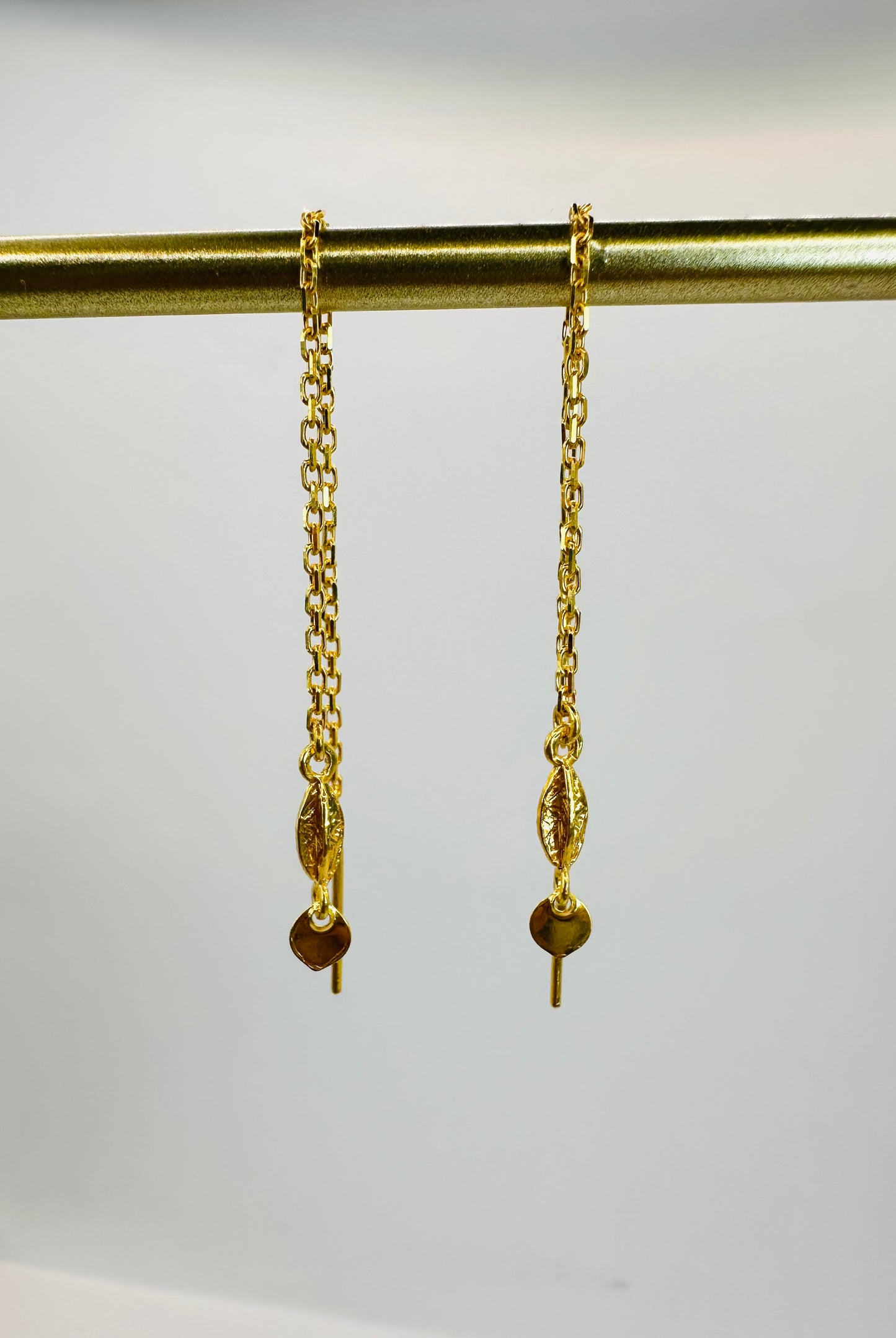 22k solid gold Thread Earrings