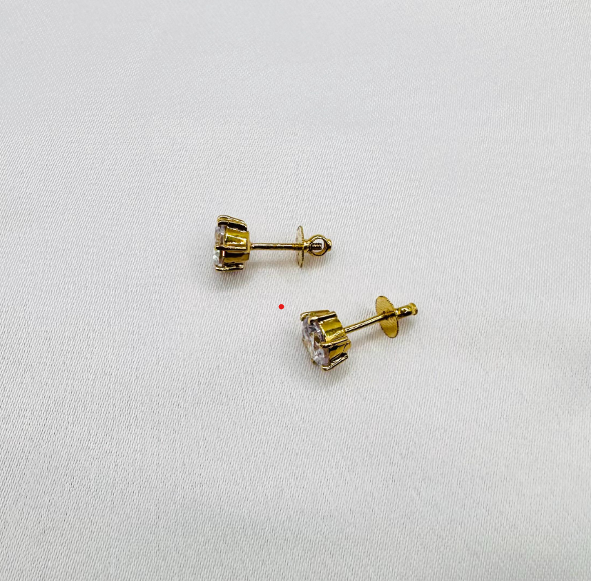 22k solid gold solitaire ear studs