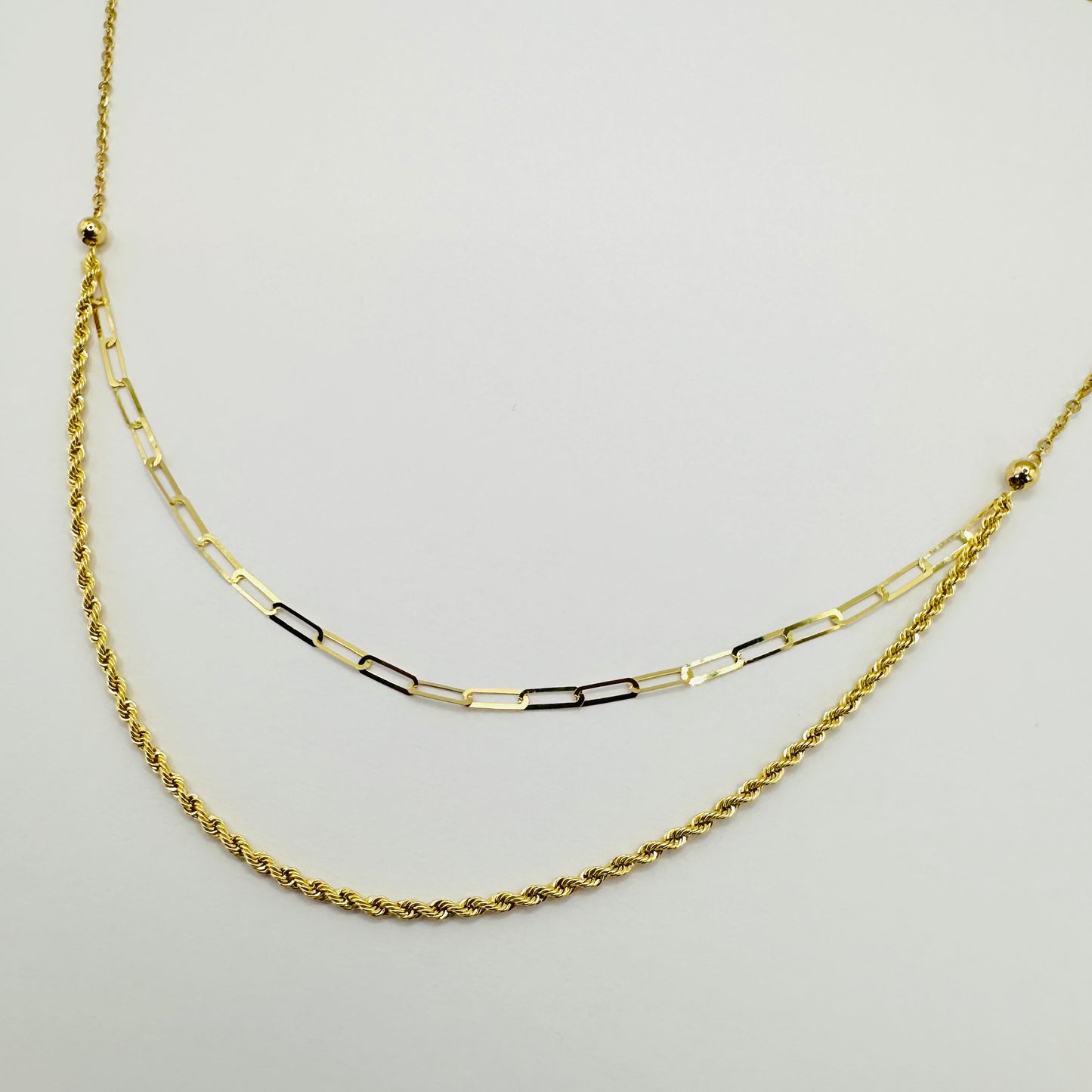 18k solid gold double layered chain