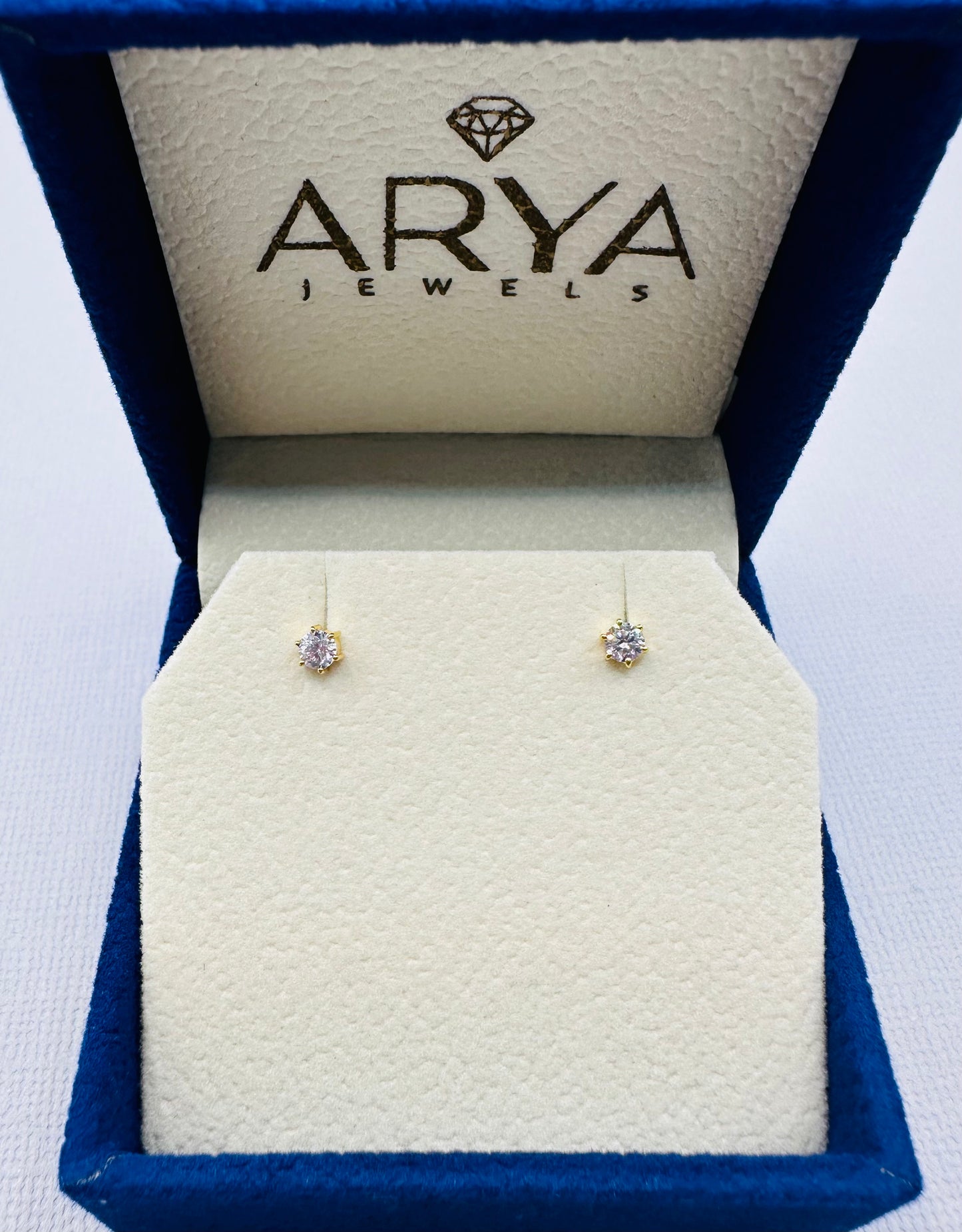 22k solid gold earrings with white cubic zirconia