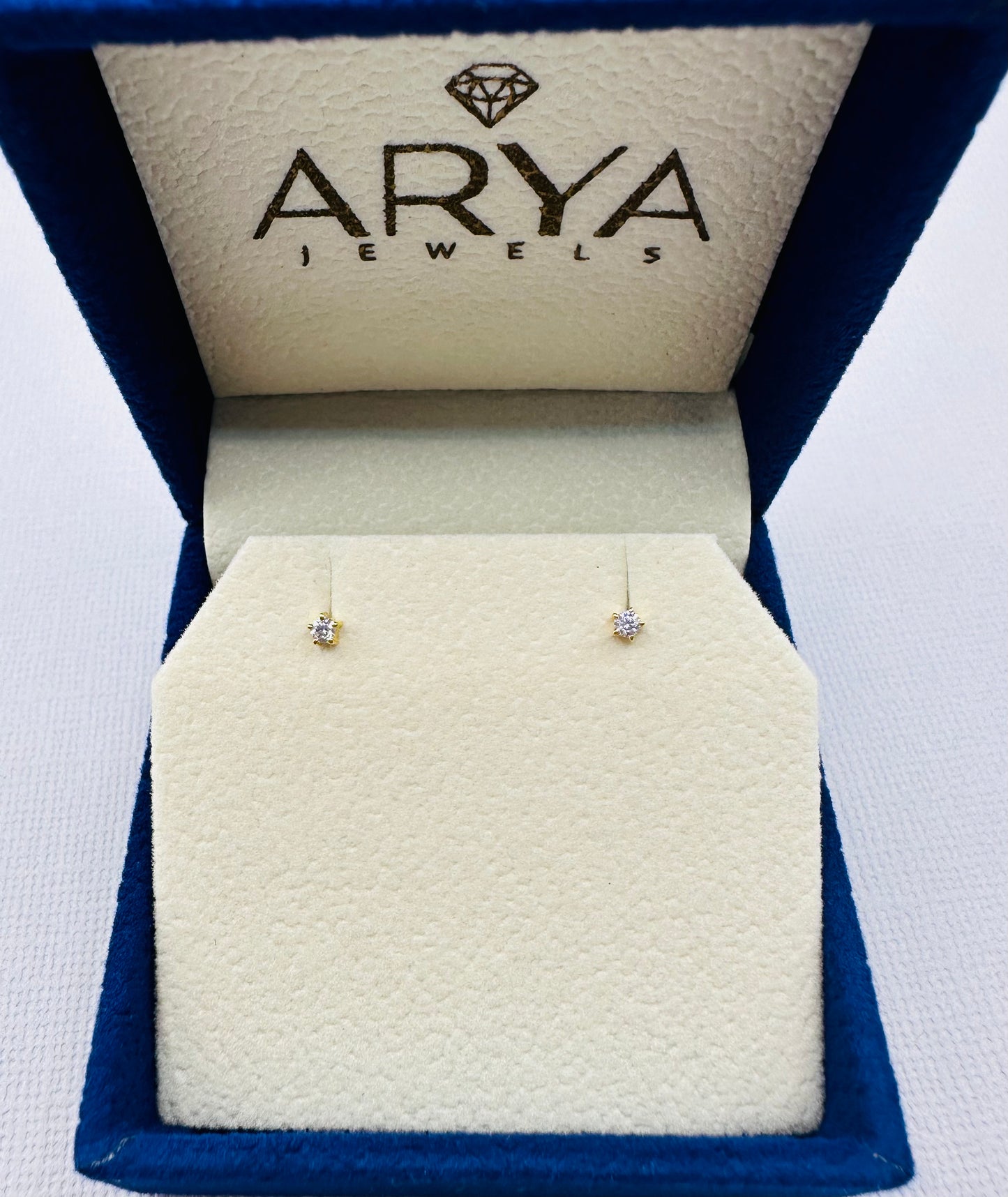 22k solid gold earrings with white cubic zirconia