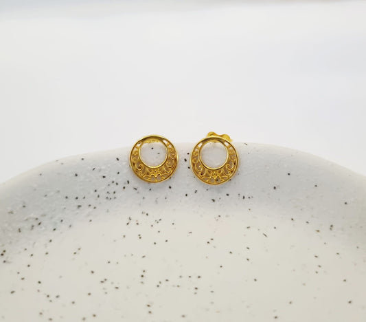 22k solid gold round earrings