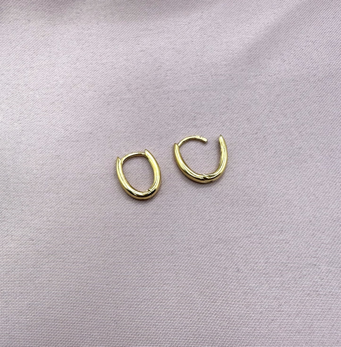 22k solid gold hoop earrings, huggies hoops, oval hoops