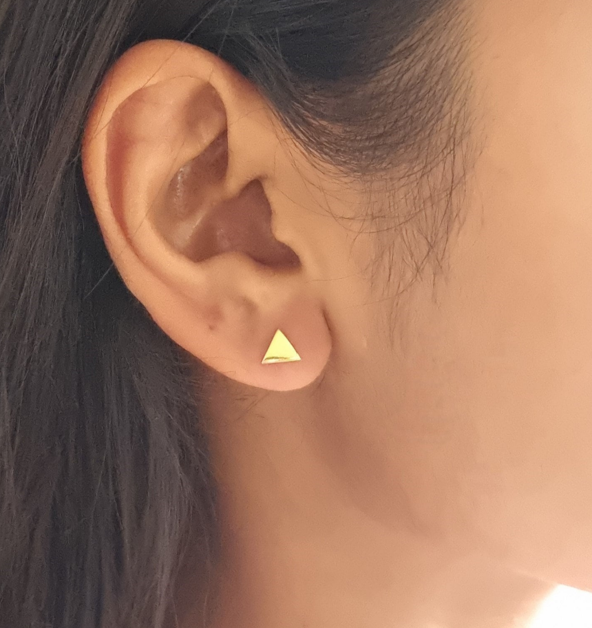22k Solid Gold Small Triangle Earrings