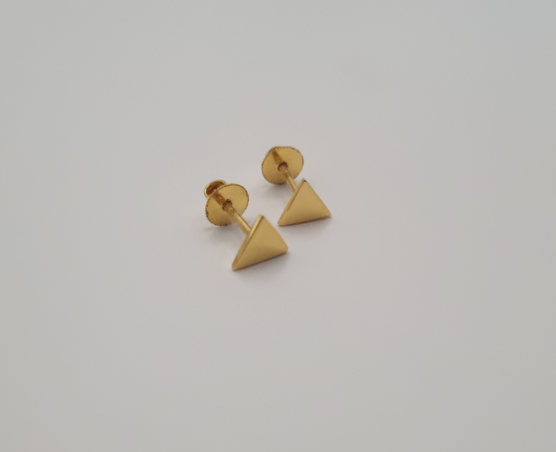 22k Solid Gold Small Triangle Earrings