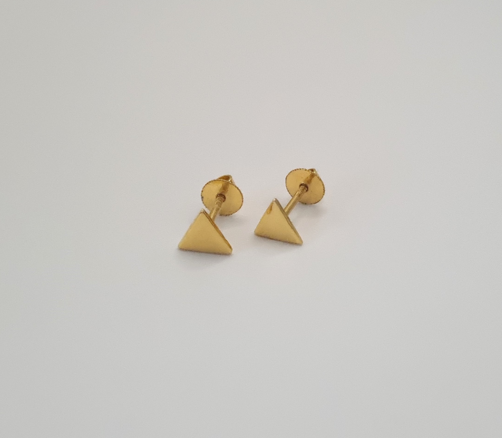 22k Solid Gold Small Triangle Earrings